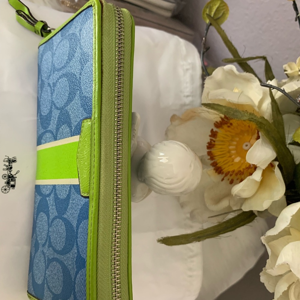 Coach Blue and Green Women's Wallet - Picture 4 of 6